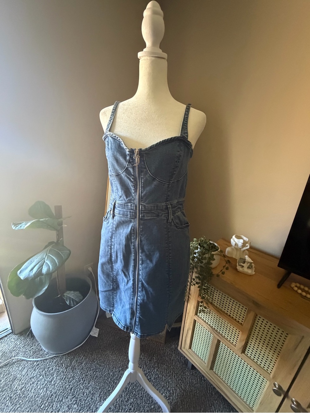 Juicy Couture Denim Zip-Front Women's Jeans Dress in Blue